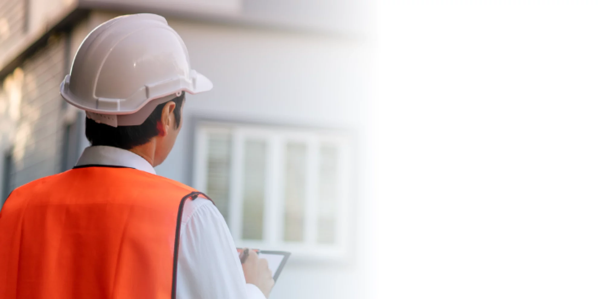 an inspector about to enter a house
